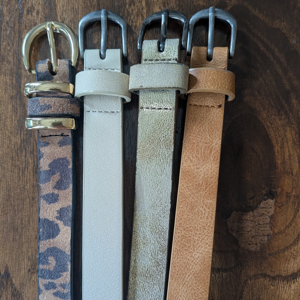 BKE Assorted Leather Belts - Gold, Brown, Black, Cream